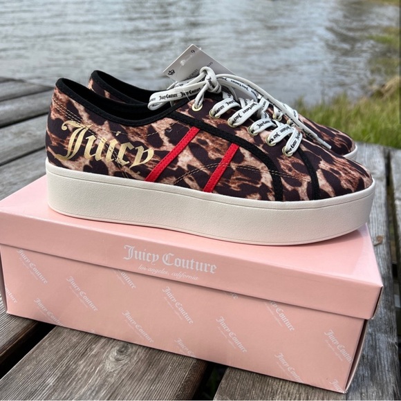 NIB Juicy Couture Bouncy Women's Leopard Canvas Platform Sneakers Size 9 - Picture 1 of 6